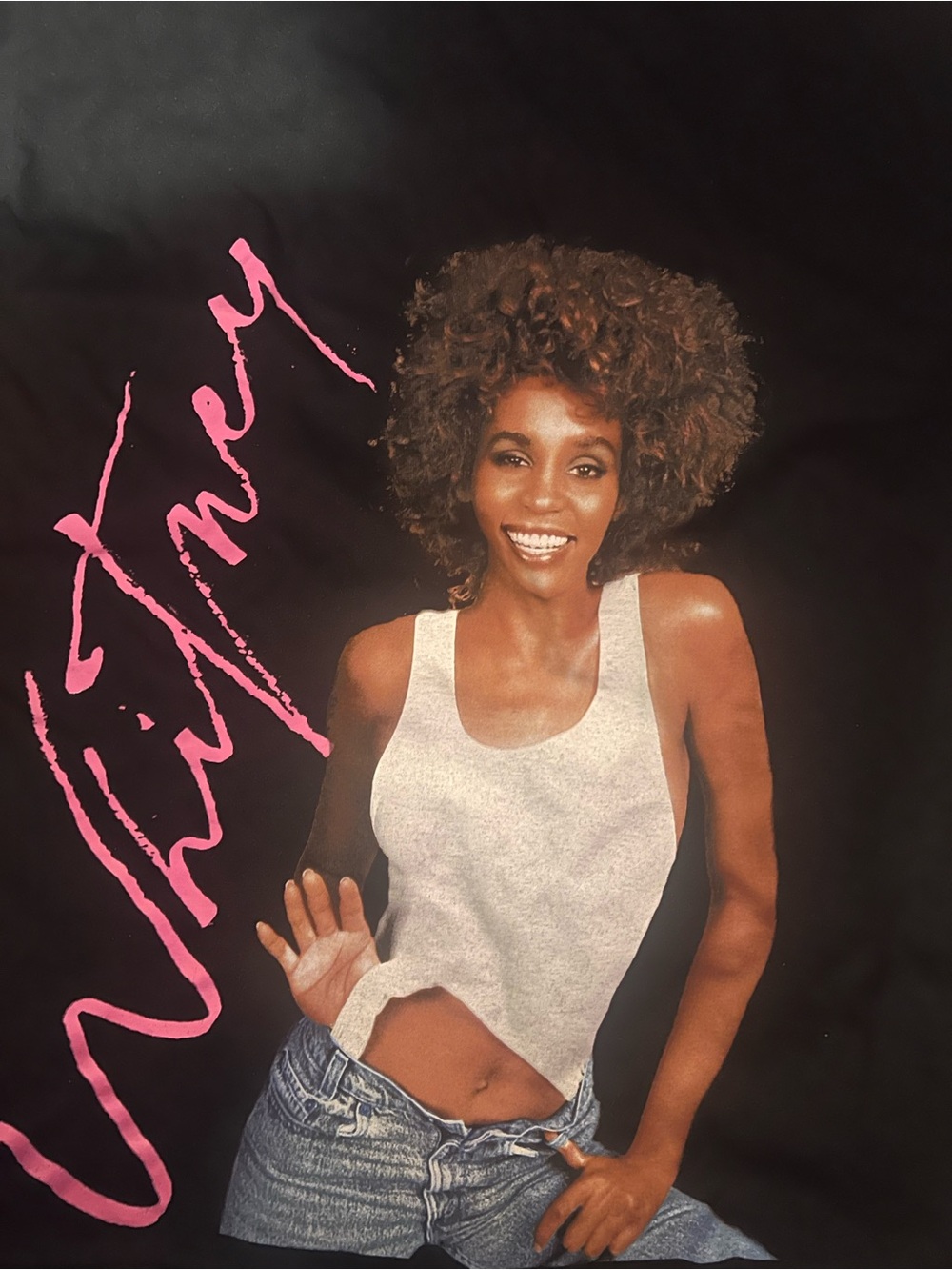 White Tank Top Graphic Tee with Pink Script - Women Tops